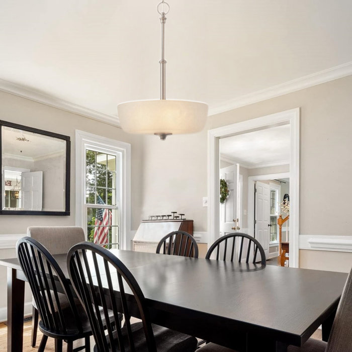 Brushed Nickel 3-Light Bowl Pendant with Frosted Glass Shade