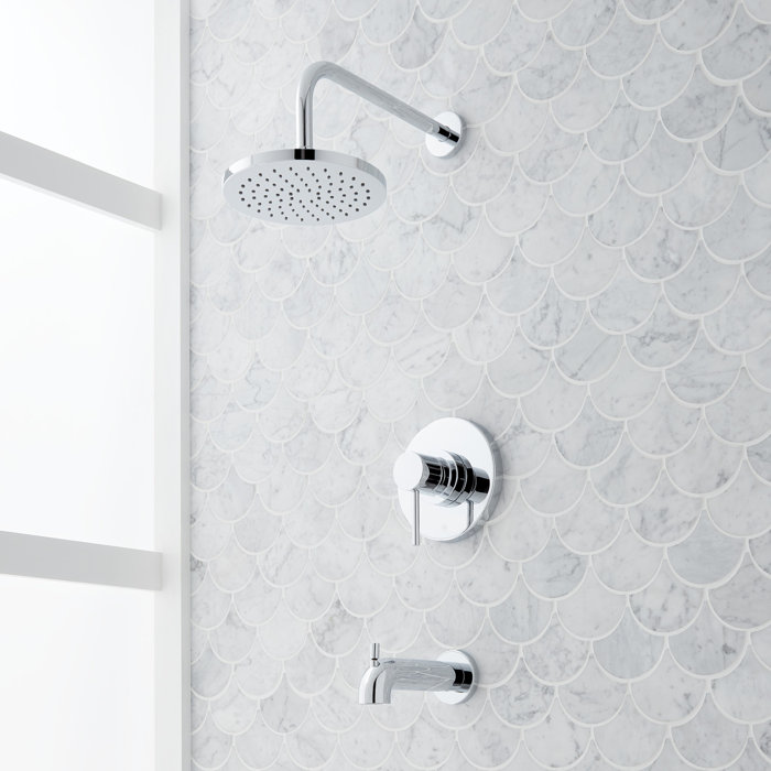 Chrome Rainfall Wall Mounted Tub and Shower Set
