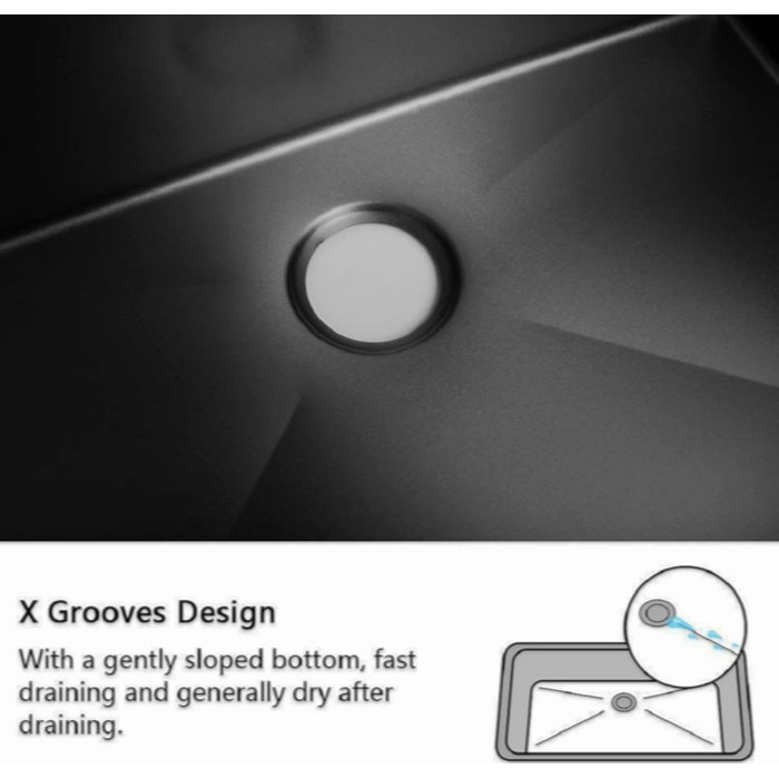 Black Stainless Steel Single Bowl Undermount Kitchen Sink with Grid and Strainer