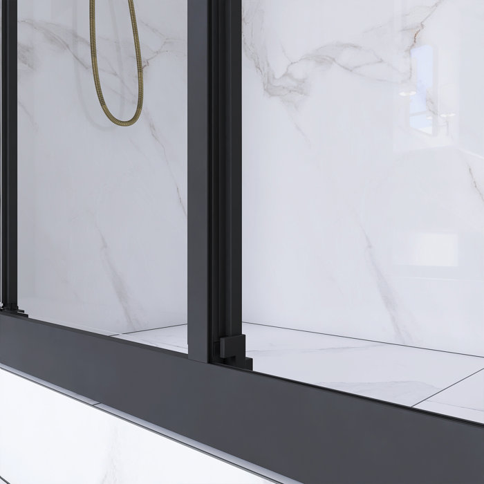 70" Matte Black Aluminum Semi-Frameless Sliding Shower Door