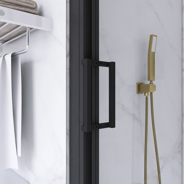 70" Matte Black Aluminum Semi-Frameless Sliding Shower Door