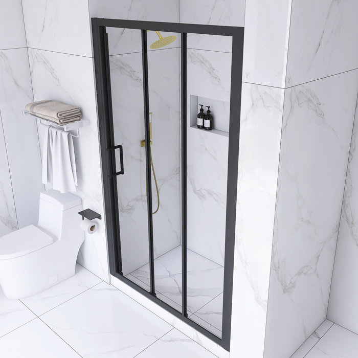 70" Matte Black Aluminum Semi-Frameless Sliding Shower Door