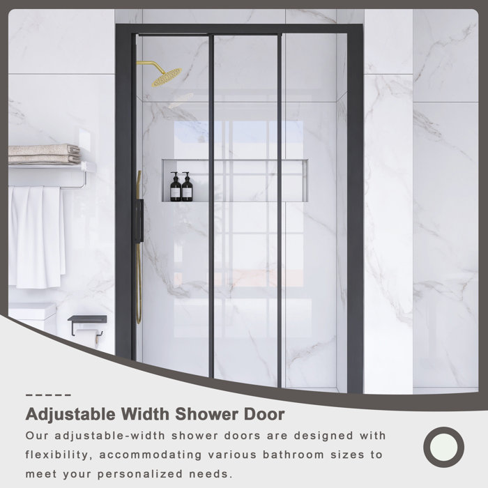 70" Matte Black Aluminum Semi-Frameless Sliding Shower Door