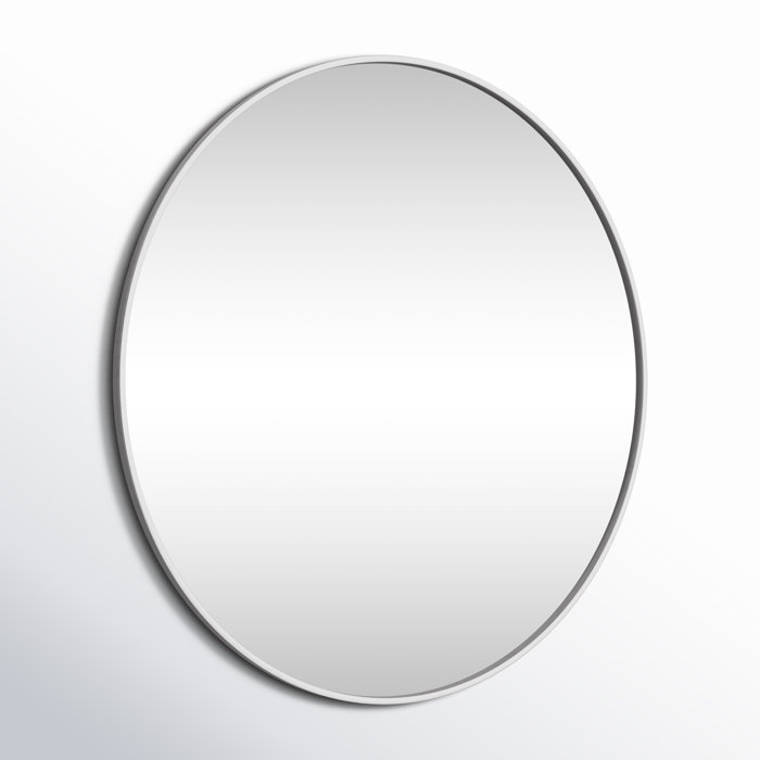 Silver Round Metal Frame Wall Mirror 32"