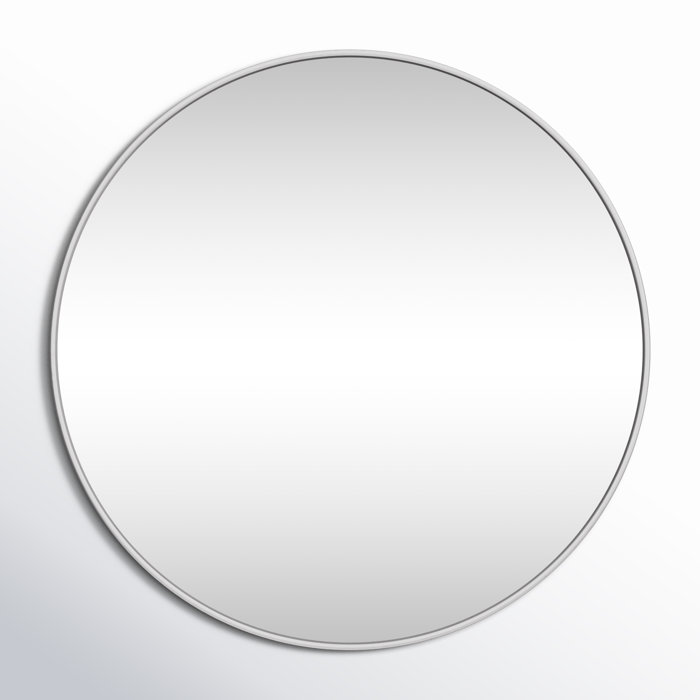 Silver Round Metal Frame Wall Mirror 32"