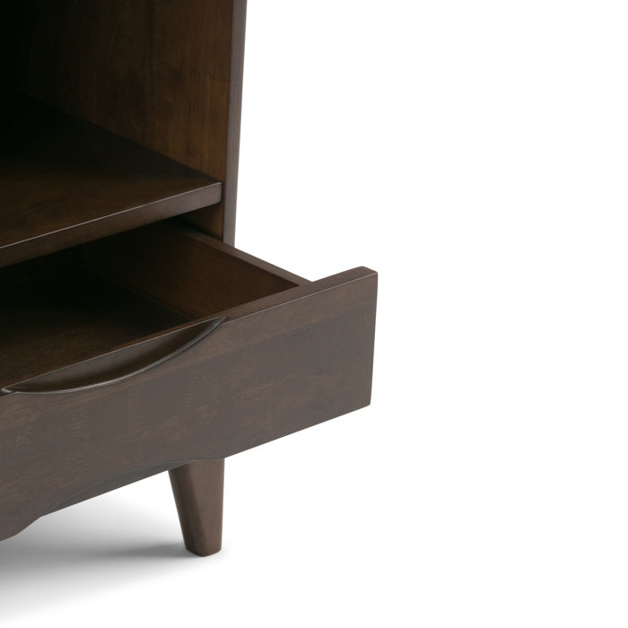 Harper Solid Hardwood Mid-Century Bookcase in Walnut Brown