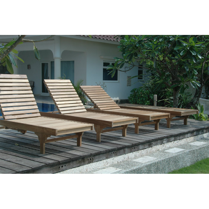 Capri Outdoor Teak Adjustable Chaise Lounge with Side Tray