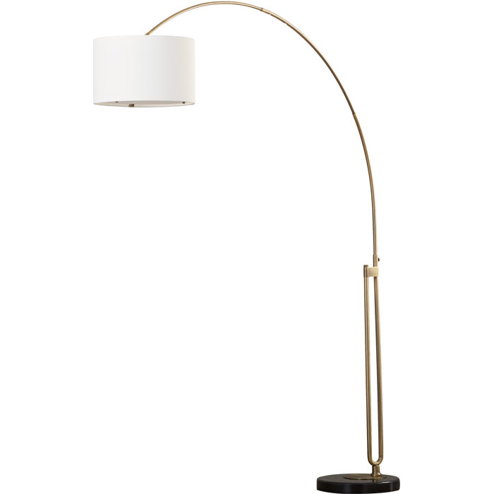 Elegant 84'' Antique Gold Arc Floor Lamp with White Cotton Shade