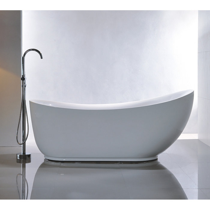 71'' White Acrylic Freestanding Soaking Bathtub