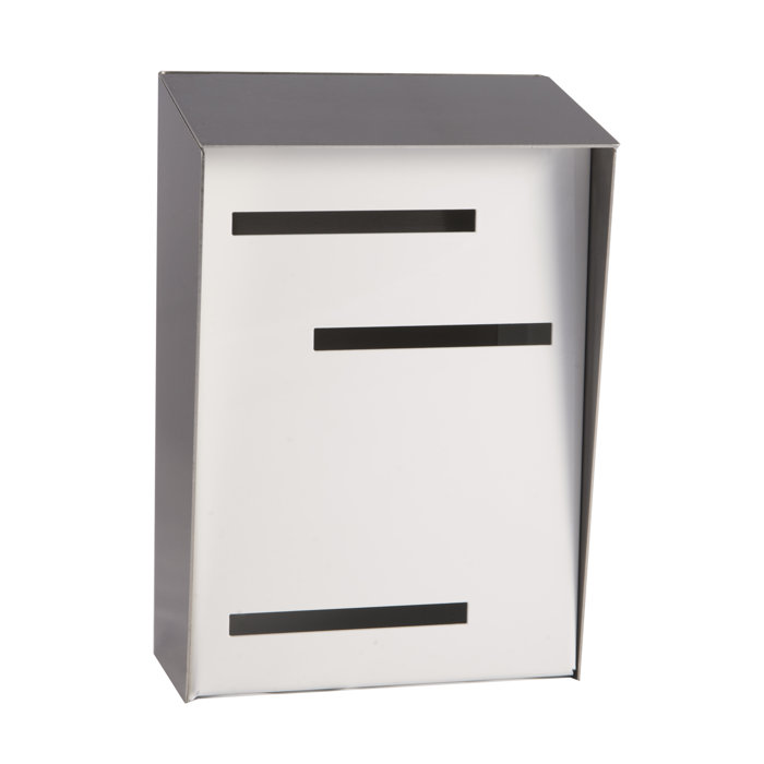 Modern Silver and White Steel Wall Mounted Mailbox