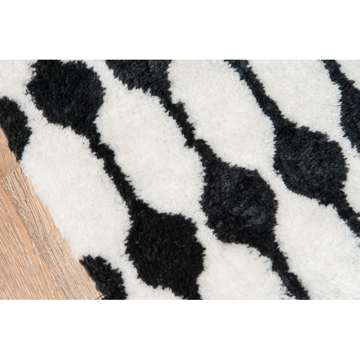 Scandinavian Mid-Century Black Shag Hand-Tufted Rug