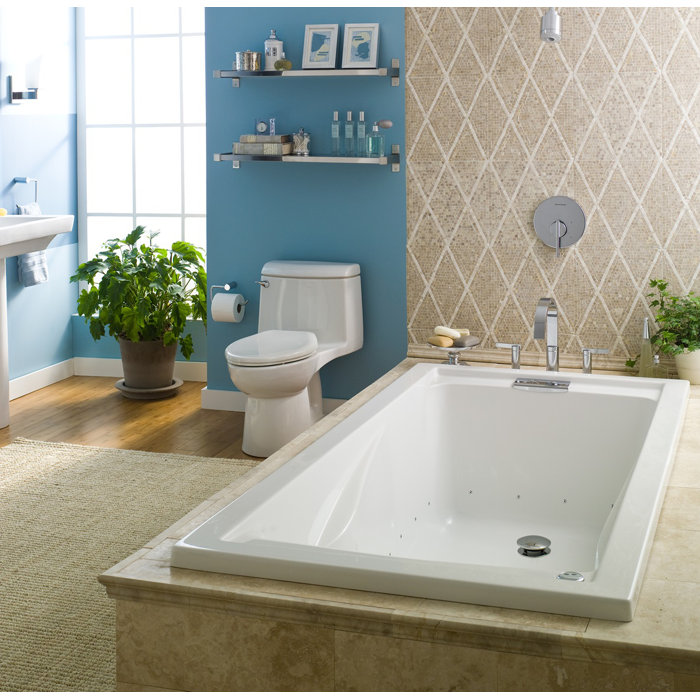 Evolution White Acrylic Drop-In Bathtub with Jets