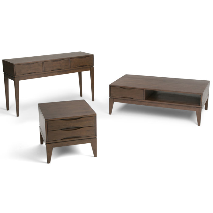 Harper Walnut Brown Solid Wood Console Table with Storage