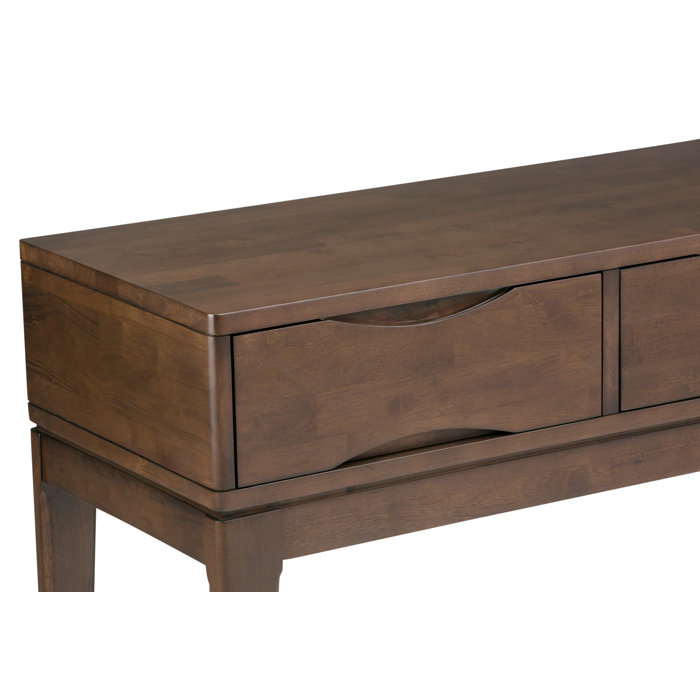 Harper Walnut Brown Solid Wood Console Table with Storage