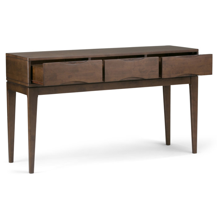 Harper Walnut Brown Solid Wood Console Table with Storage