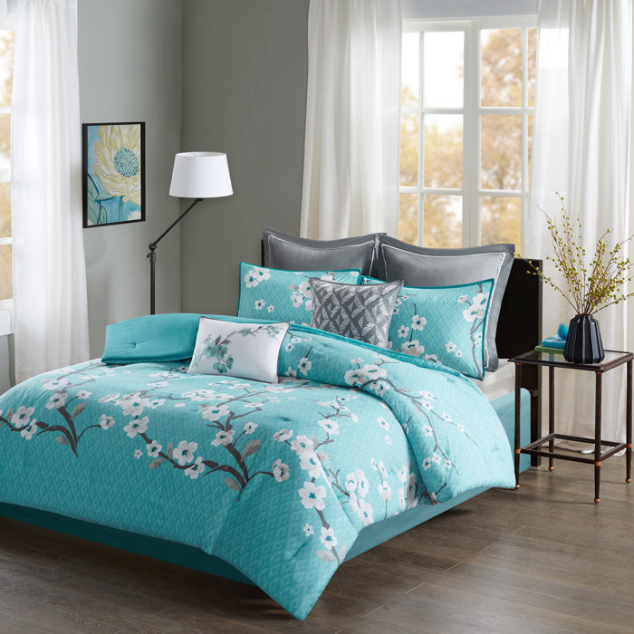 California King Purple Cotton 8-Piece Bed in a Bag Set