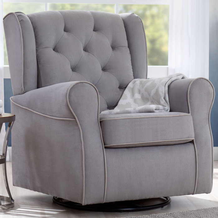 Dove Gray Microfiber Nursery Swivel Glider Chair
