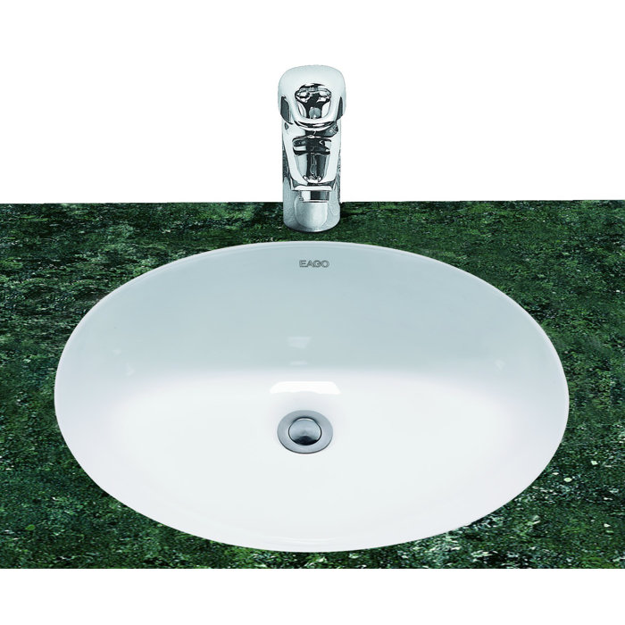 EAGO 18'' White Ceramic Oval Undermount Bathroom Sink