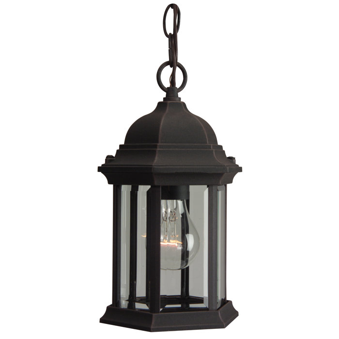 Rust Finish Hexagonal Aluminum Outdoor Hanging Lantern