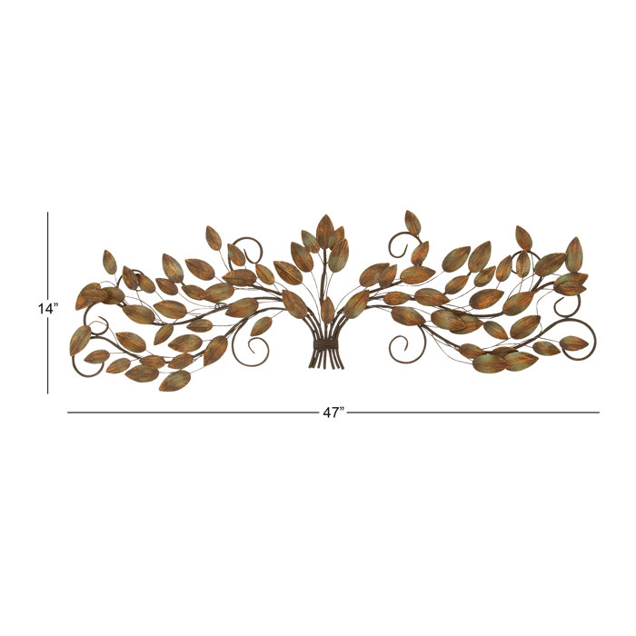 Rustic Green and Brown Iron Tree Branch Wall Sculpture