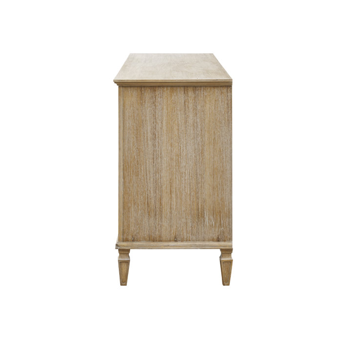 Mid-Century French-Inspired 6-Drawer Gray Dresser