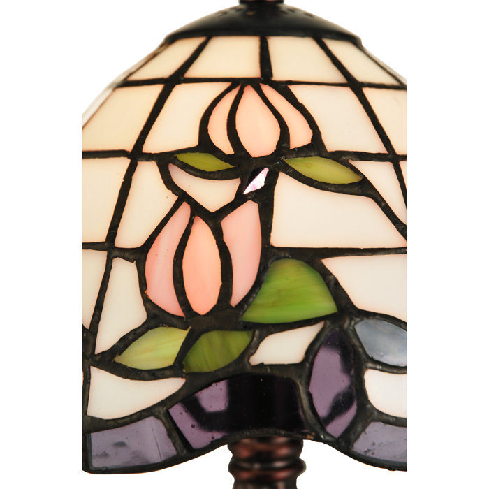 Meyda 12" Roseborder Buffet Table Lamp with Stained Glass