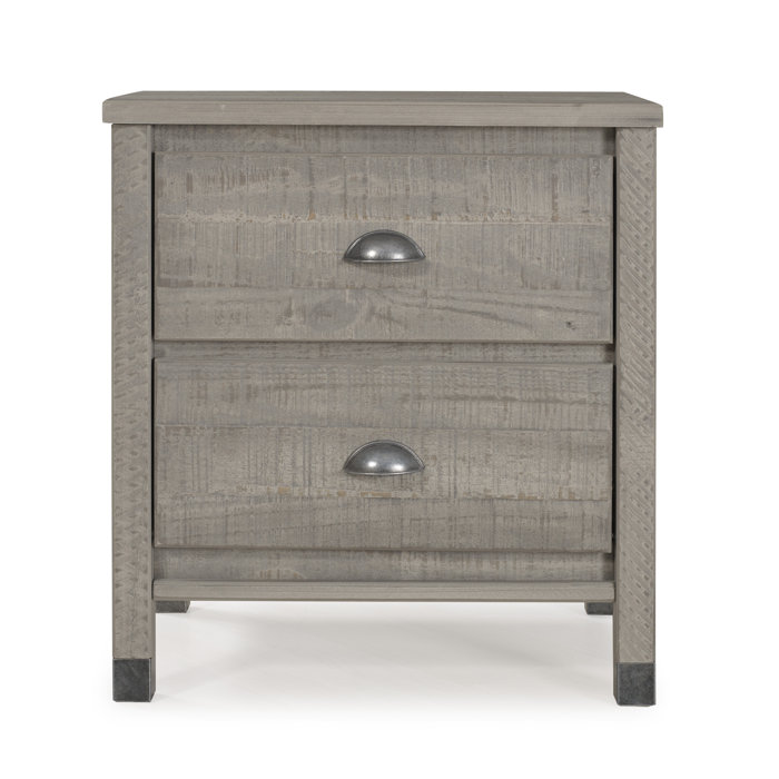 Baja Rustic Grey Solid Pine 2-Drawer Nightstand