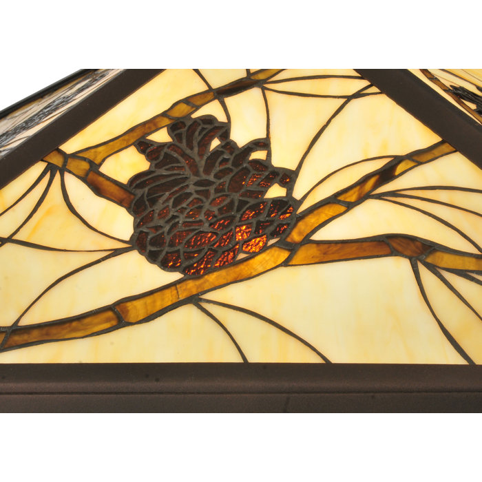 Bronze Twin-Light Floor Lamp with Stained Glass Shade
