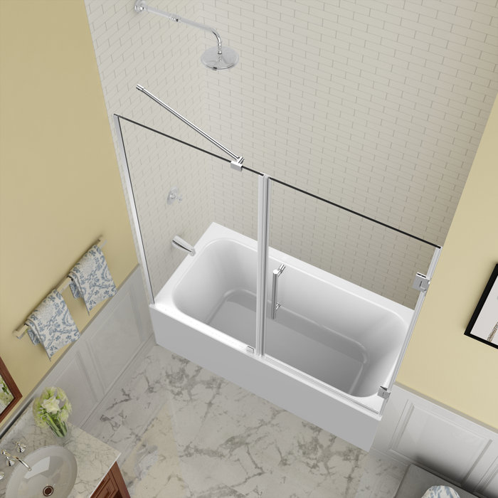 Belmore 60'' x 60'' Frameless Clear Tempered Glass Tub Door