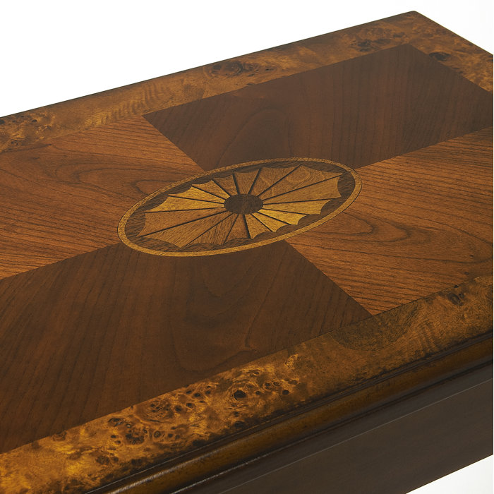 Olive Ash Burl Wood Side Table with Storage