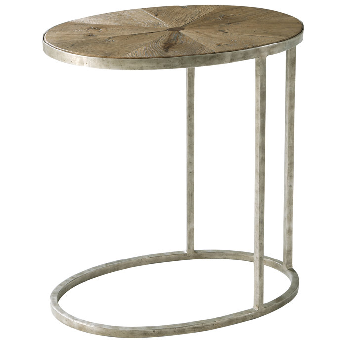 Echoes Oak Echo Solid Wood C-Table with Metal Accents
