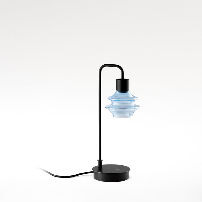 Arc 20" Blue Aluminum Desk Lamp with Borosilicate Glass Shade