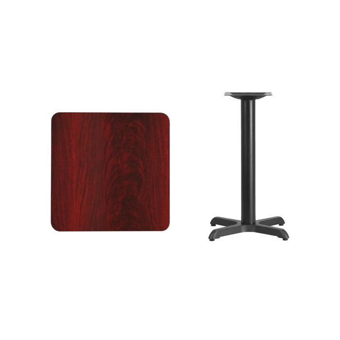 Graniss 24'' Square Mahogany Laminate Dining Table with Cast Iron Base