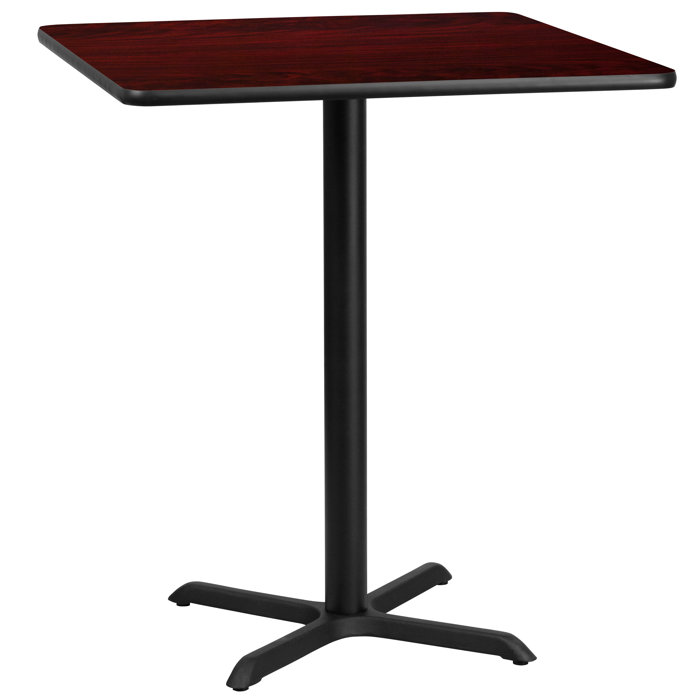 Graniss 24'' Square Mahogany Laminate Dining Table with Cast Iron Base