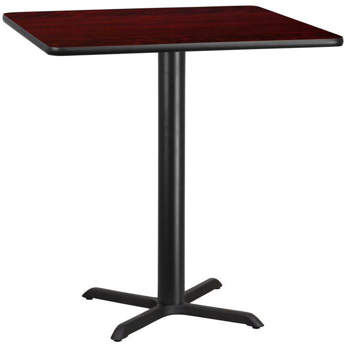 Graniss 24'' Square Mahogany Laminate Dining Table with Cast Iron Base