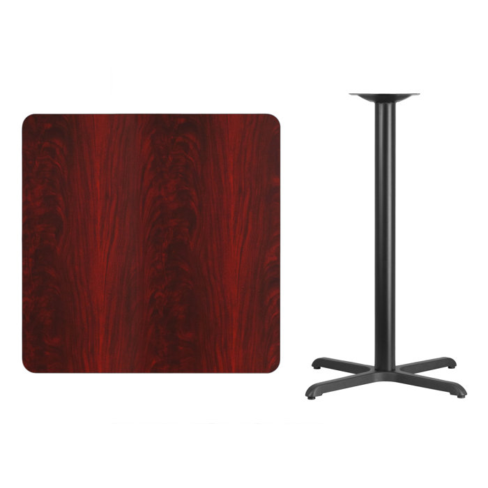 Graniss 24'' Square Mahogany Laminate Dining Table with Cast Iron Base
