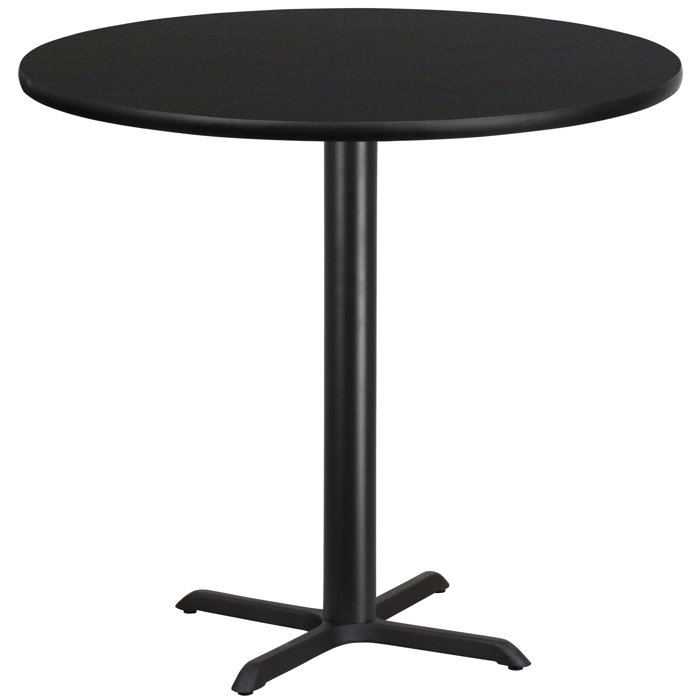 42'' Round Black Laminate Bar Height Table with X-Base