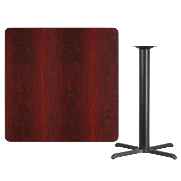 Graniss 24'' Square Mahogany Laminate Dining Table with Cast Iron Base