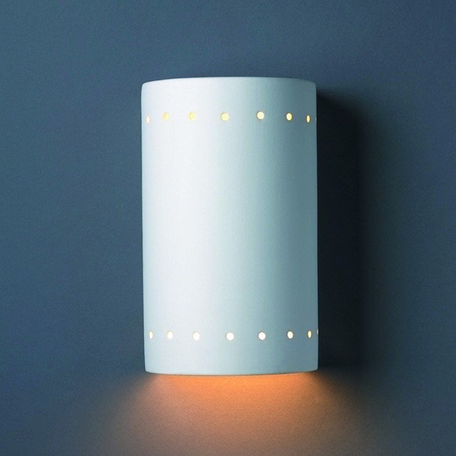 White Ceramic Cylinder Dimmable Wall Sconce