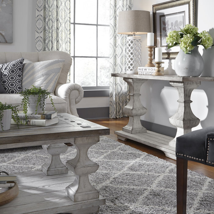 Sedona Traditional Brown Wood Sofa Table with Storage Shelves