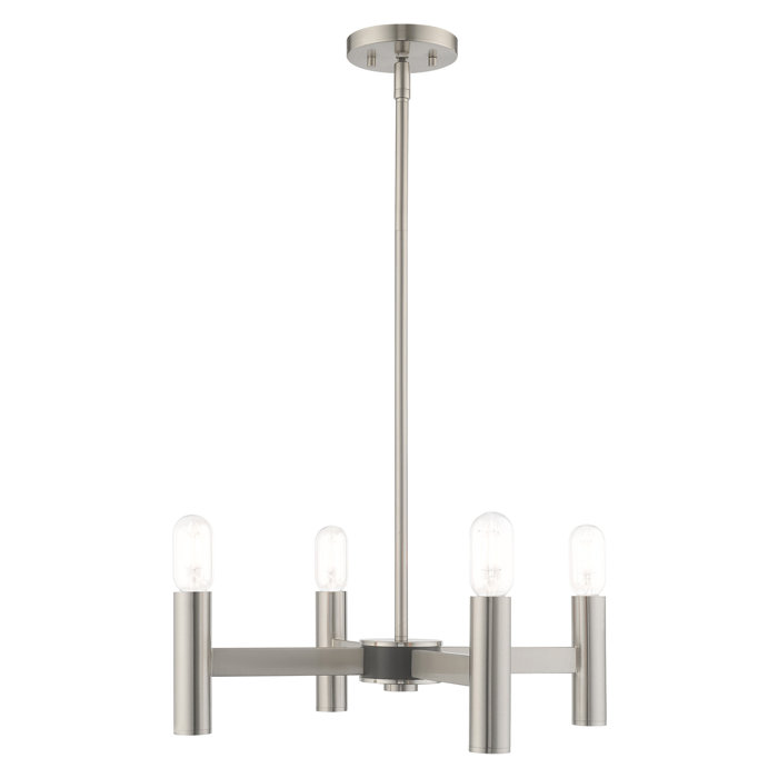 Brushed Nickel 4-Light Geometric Metal Chandelier