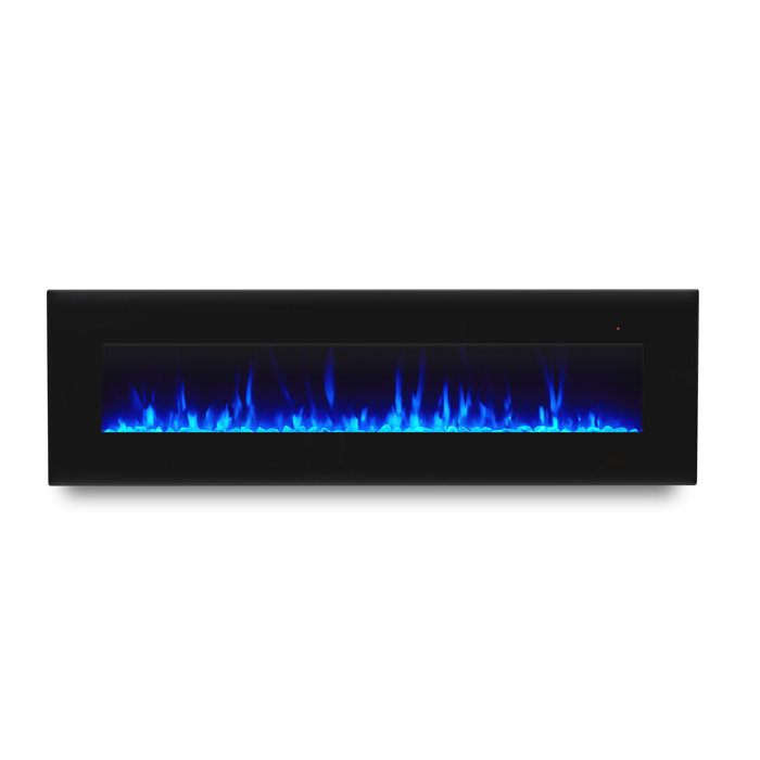 Corretto 72" Black Wall Mounted Electric Fireplace with Mantel