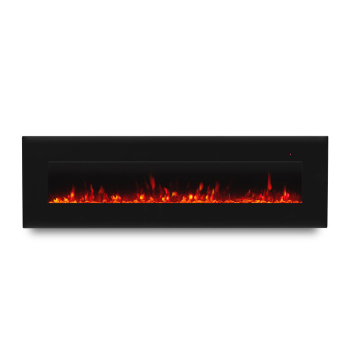 Corretto 72" Black Wall Mounted Electric Fireplace with Mantel