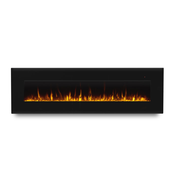 Corretto 72" Black Wall Mounted Electric Fireplace with Mantel