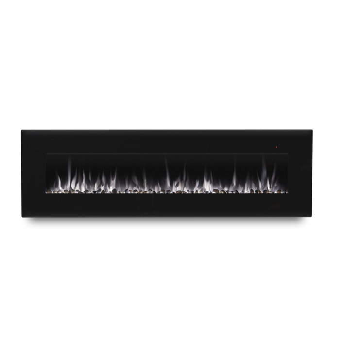 Corretto 72" Black Wall Mounted Electric Fireplace with Mantel