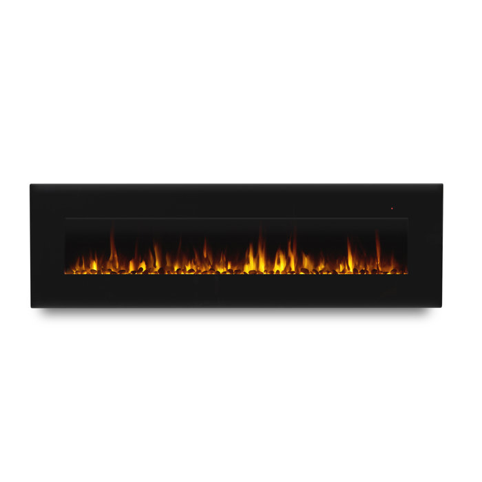 Corretto 72" Black Wall Mounted Electric Fireplace with Mantel