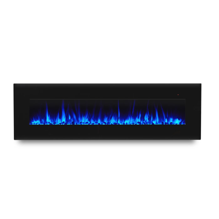 Corretto 72" Black Wall Mounted Electric Fireplace with Mantel