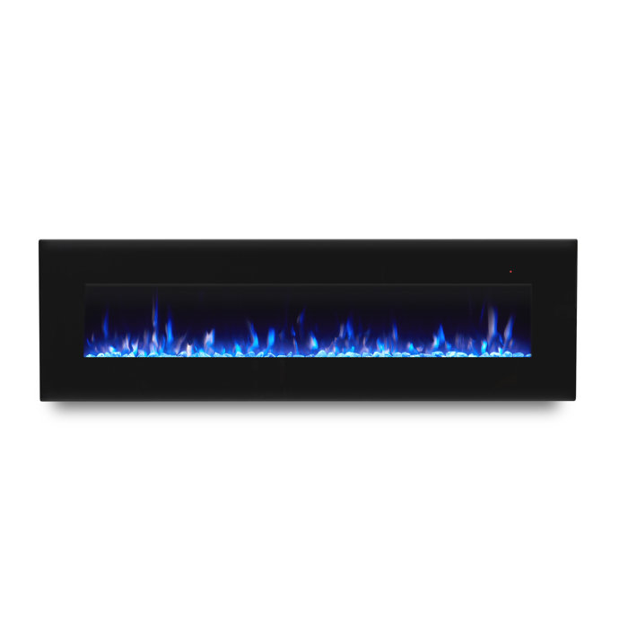 Corretto 72" Black Wall Mounted Electric Fireplace with Mantel
