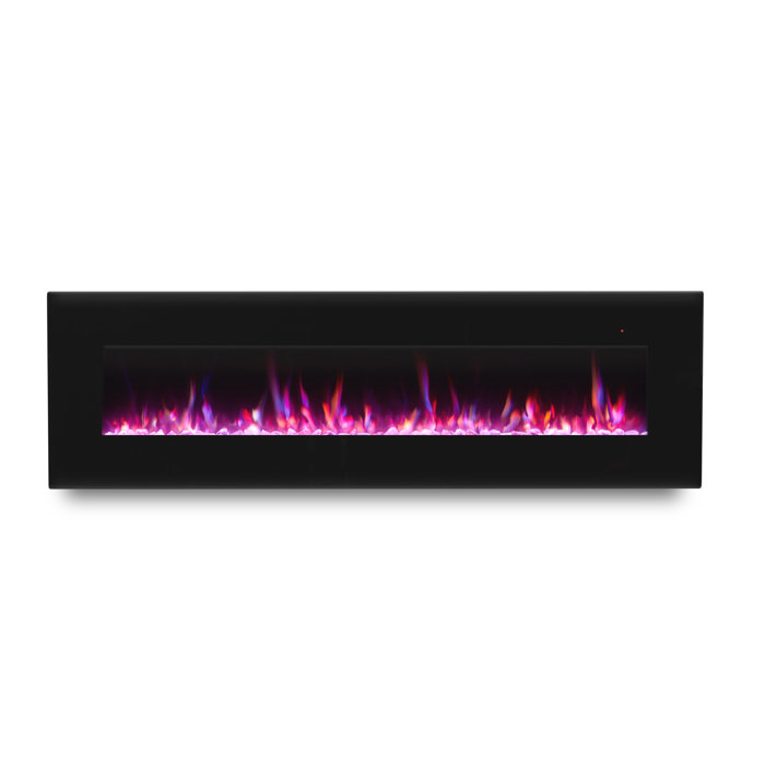 Corretto 72" Black Wall Mounted Electric Fireplace with Mantel