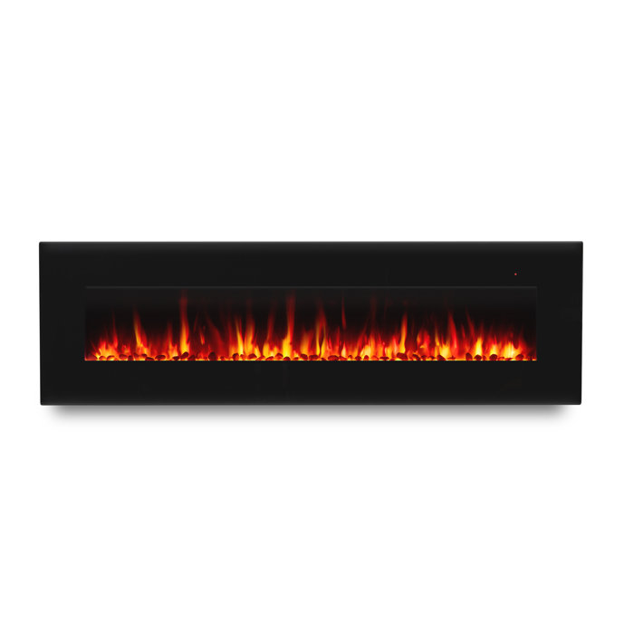 Corretto 72" Black Wall Mounted Electric Fireplace with Mantel